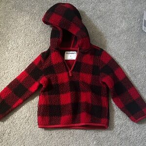 Old Navy Kids Plaid Hoodie in Red and Black